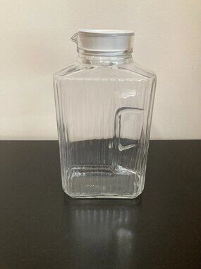 Vintage Arcoroc France Glass Refrigerator Ribbed Water Pitcher Jug